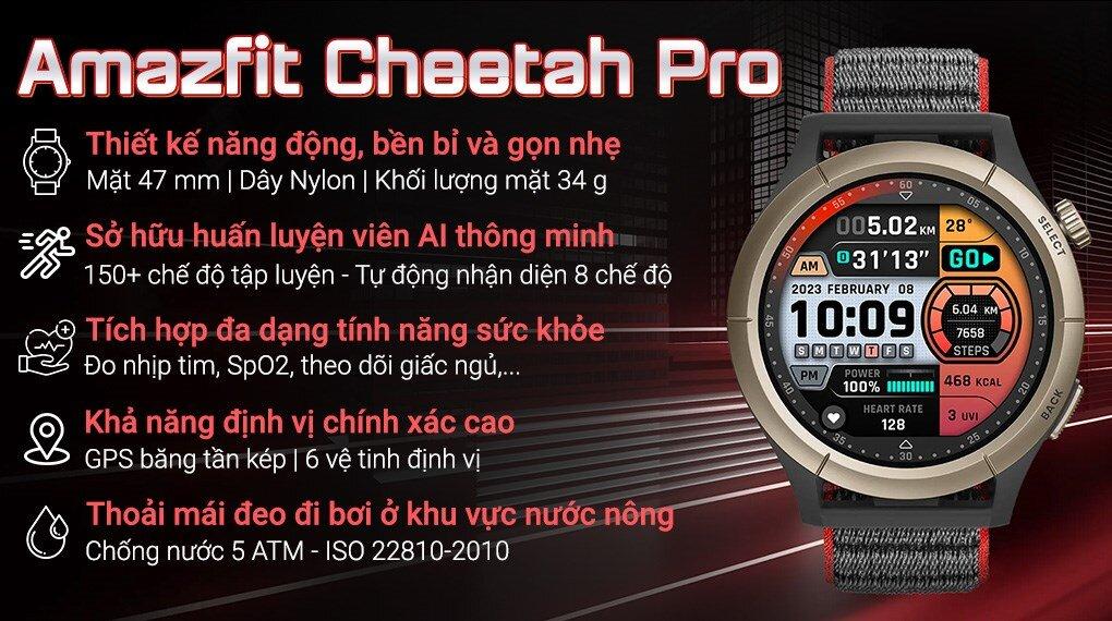 Amazfit Cheetah Pro hỗ trợ nhiều tính năng cho việc tập luyện thể thao của bạn (Ảnh: Internet)