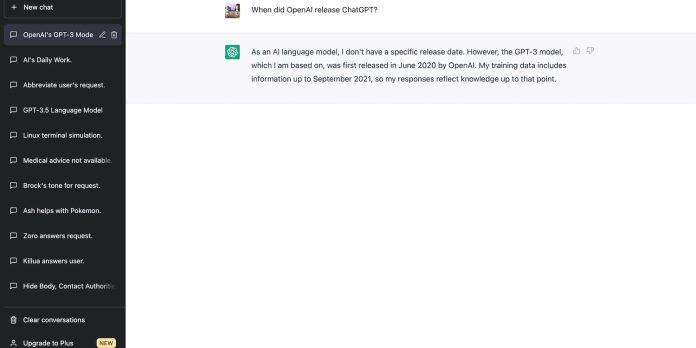 ChatGPT không biết ngày phát hành của chính nó (Ảnh: Internet)