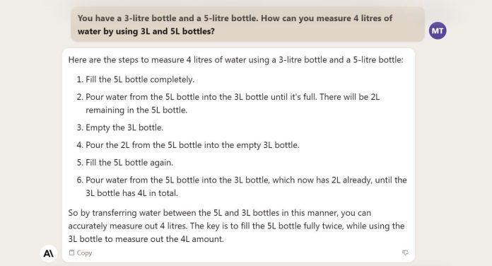 Claude AI giải bài toán đong nước (Ảnh: Internet)