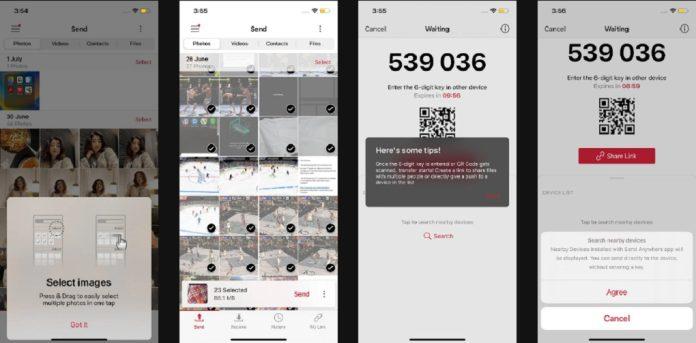 Gửi hình ảnh qua ứng dụng Send Anywhere (Ảnh: Internet)