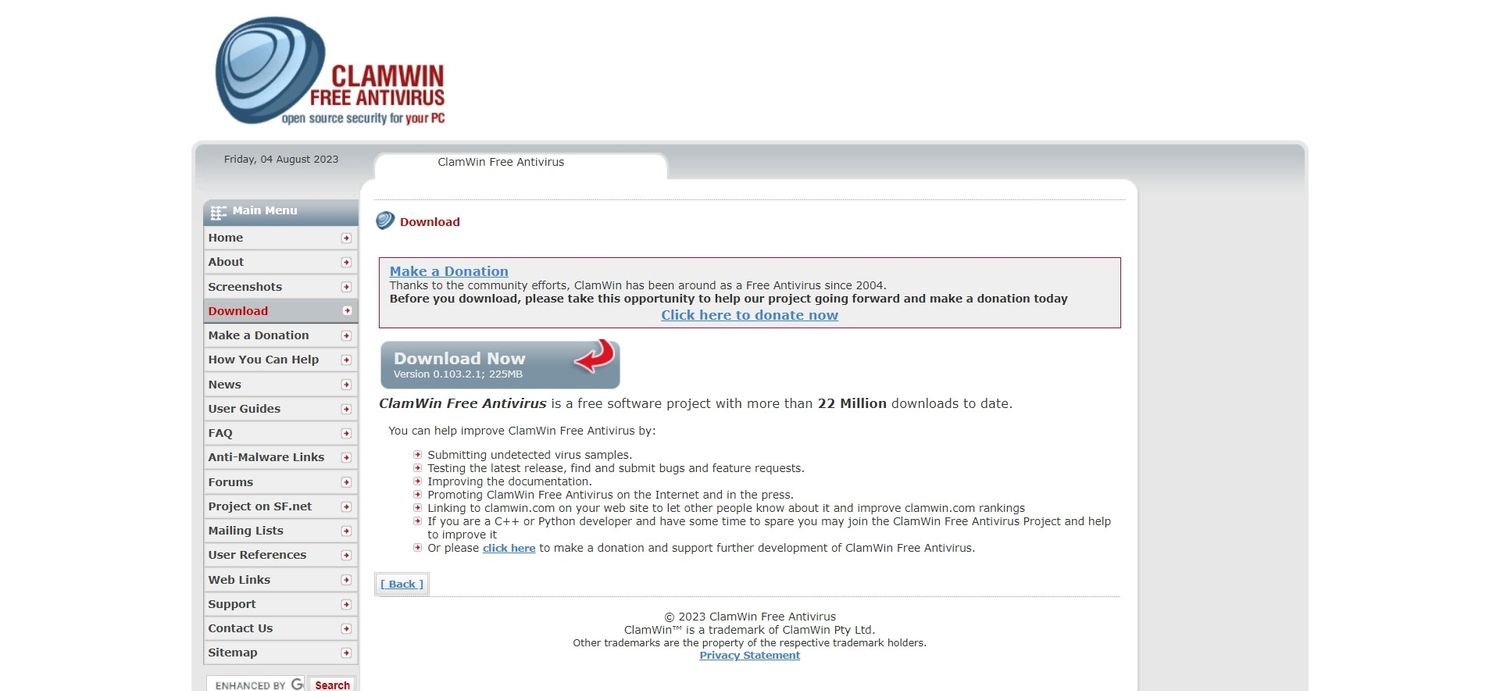 Phần mềm diệt virus miễn phí ClamWin cho máy tính (Ảnh: Internet)