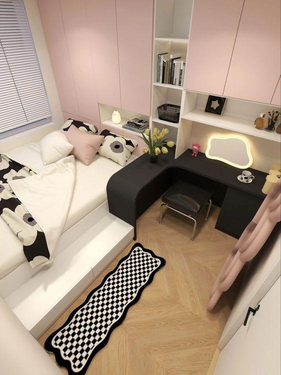 Decor phòng ngủ với không gian nhỏ cùng các tông màu đơn giản (Nguồn: internet)