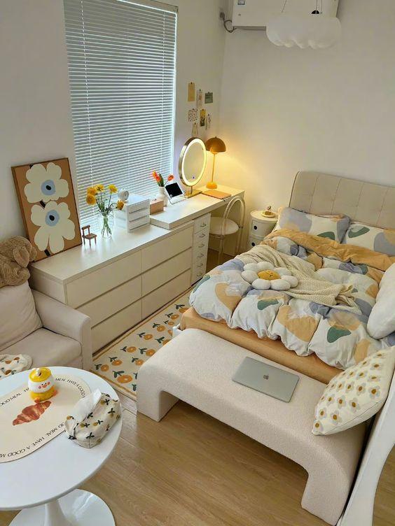 Decor phòng ngủ với tông vàng không kém phần mới mẻ (Nguồn: internet)