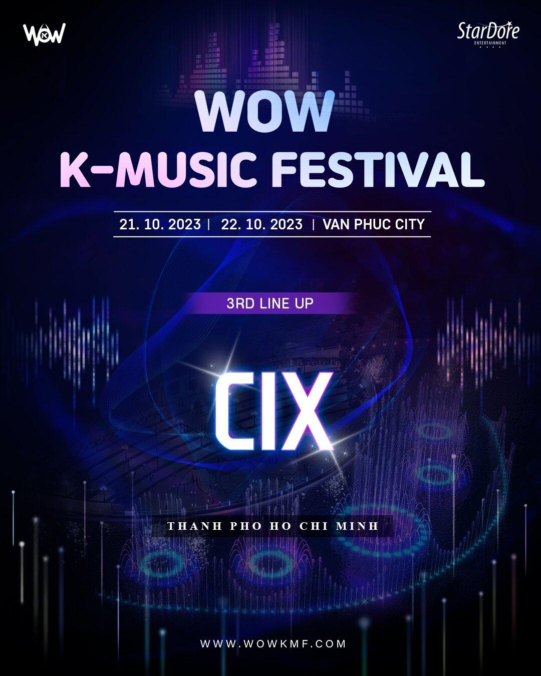 Poster công bố CIX sẽ tham gia WOW K-Music Festival 2023 (Nguồn: Facebook)
