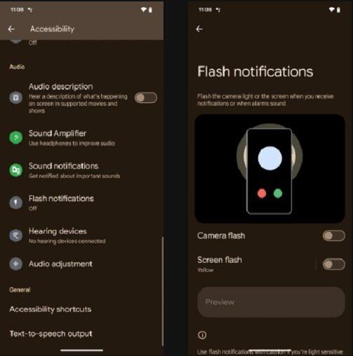 Tính năng đèn flash thông báo trong Android 14 (Ảnh: Internet)