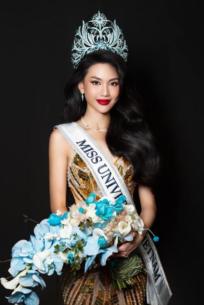 Bùi Quỳnh Hoa trong chiếc vương miện Miss Universe Vietnam 2023 (Ảnh: Miss Universe Vietnam 2023)