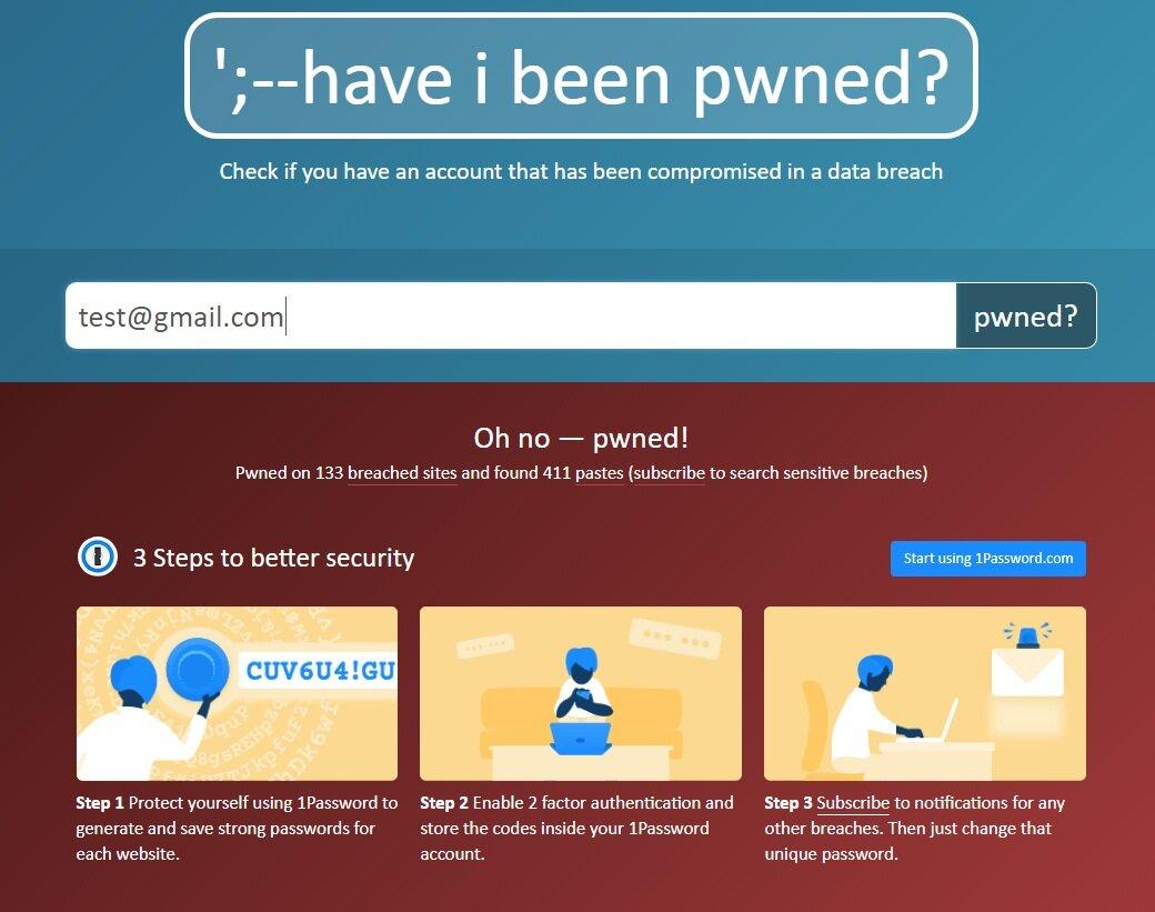 Giao diện trang web HaveIBeenPwned (Ảnh: Internet)