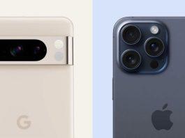 Điện thoại Google Pixel 8 Pro và iPhone 15 Pro Max (Ảnh: Internet)