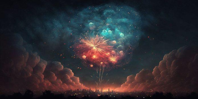 Hình ảnh bầu trời đêm có pháo hoa được tạo bởi Midjourney (Ảnh: Internet)