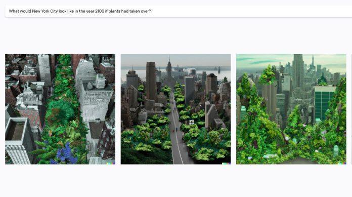 Hình ảnh New York và cây cối do DALL-E 2 tạo ra (Ảnh: Internet)