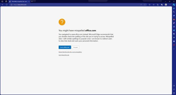 Tính năng chống lỗi đánh máy của Microsoft Edge (Ảnh: Internet)