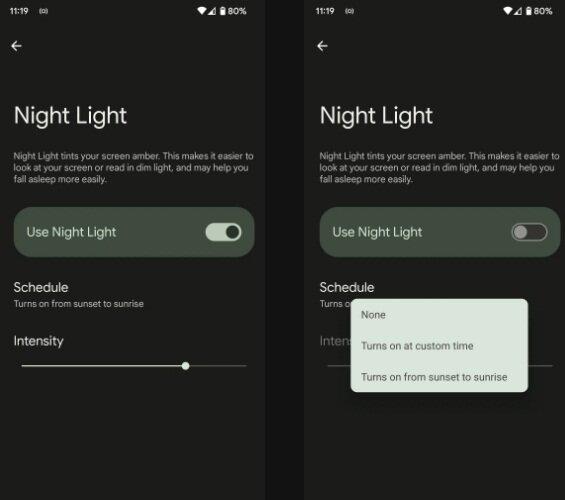 Tính năng Night Light trong Android (Ảnh: Internet)