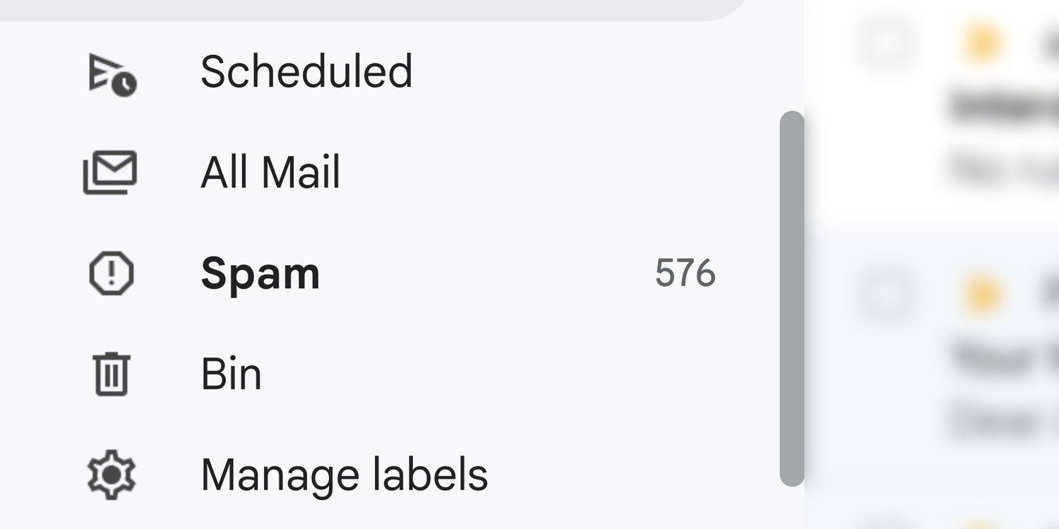 Menu Spam chứa thư rác trong Gmail (Ảnh: Internet)