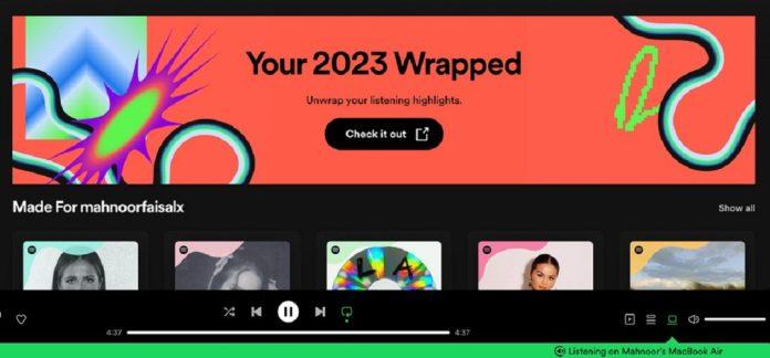 Xem Nhìn Lại Spotify 2023 bằng trình duyệt trên máy tính (Ảnh: Internet)