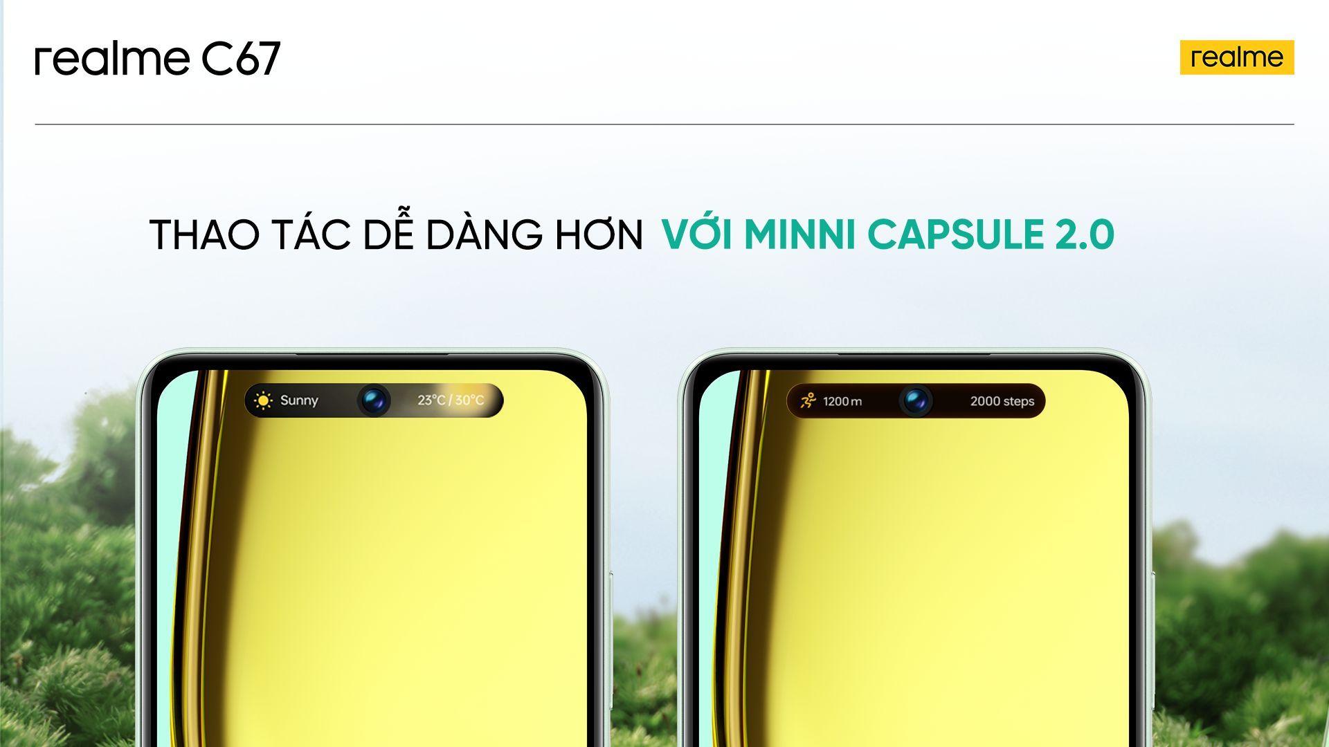 realme C67 - Thao tác dễ dàng hơn với Mini Capsule 2.0 (Ảnh: Internet)