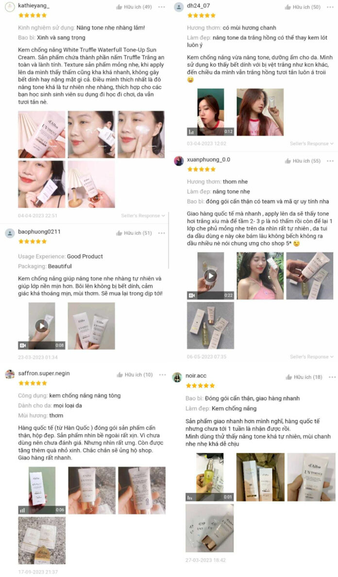 Đánh giá của khách hàng trên Shopee