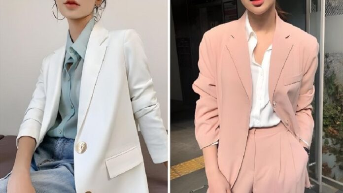 Phối áo sơ mi với áo khoác blazer mỏng mang đến cho nàng diện mạo thanh lịch, quyền lực (Ảnh: Internet)