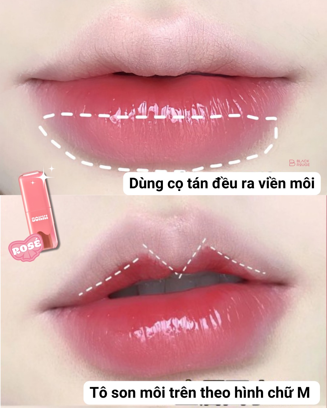 Mẹo thoa son Black Rouge Glow Bokki Tint