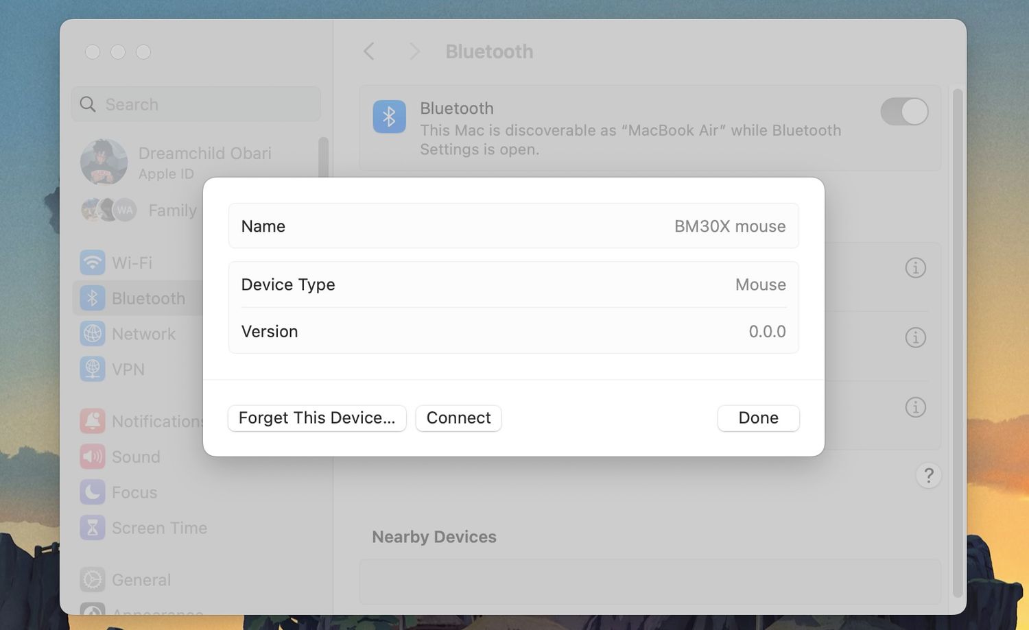 Chọn thiết bị ghép nối Bluetooth trong macOS Sonoma (Ảnh: Internet)