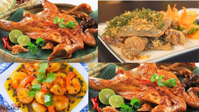 Những món ăn đặc trưng tại nhà hàng Hương Quê ( Ảnh: BlogAnChoi )