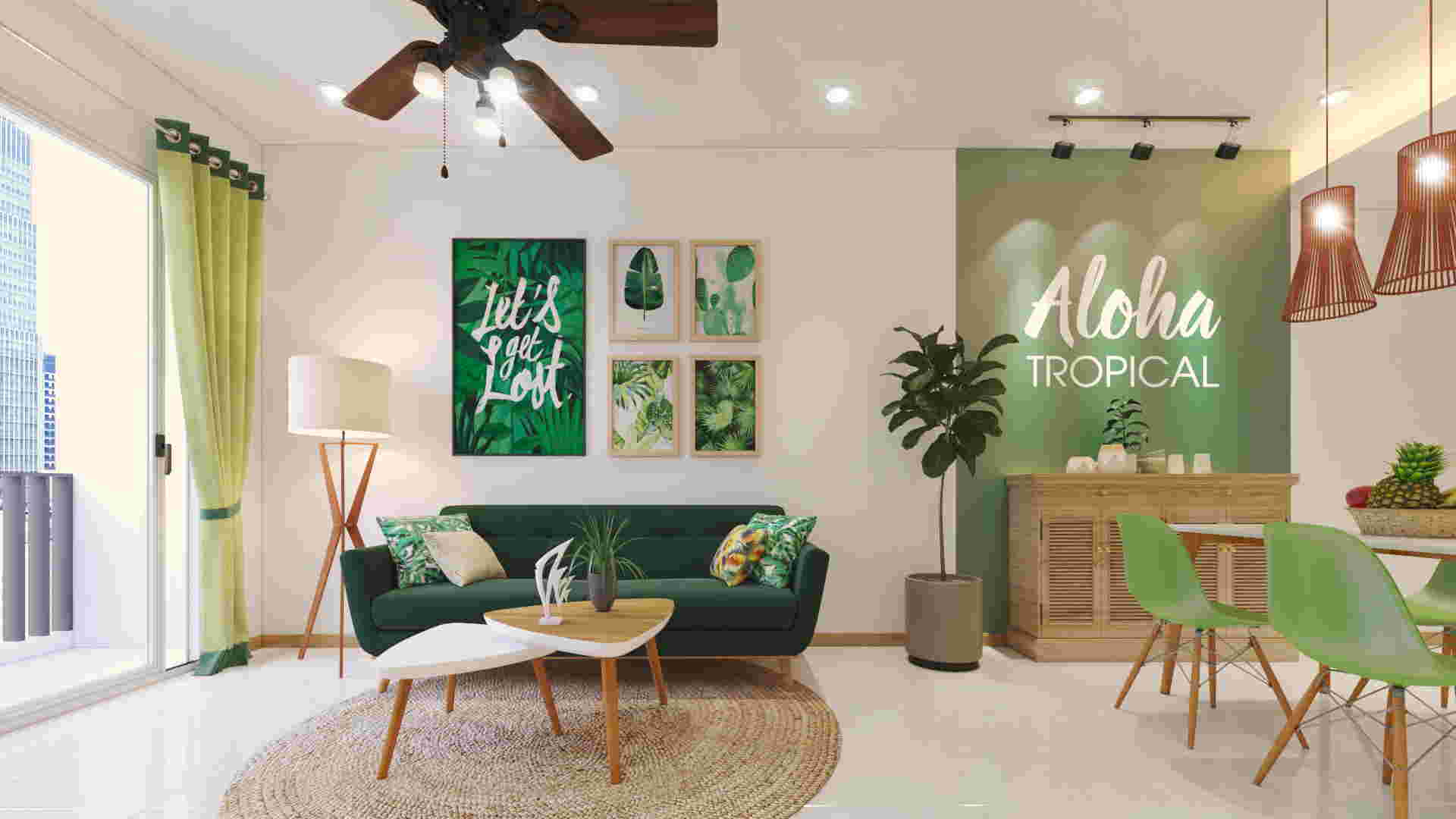 Phong cách thiết kế nội thất nhiệt đới, mang đến một bầu trời không khí yên bình và tĩnh lặng (ảnh: Internet)