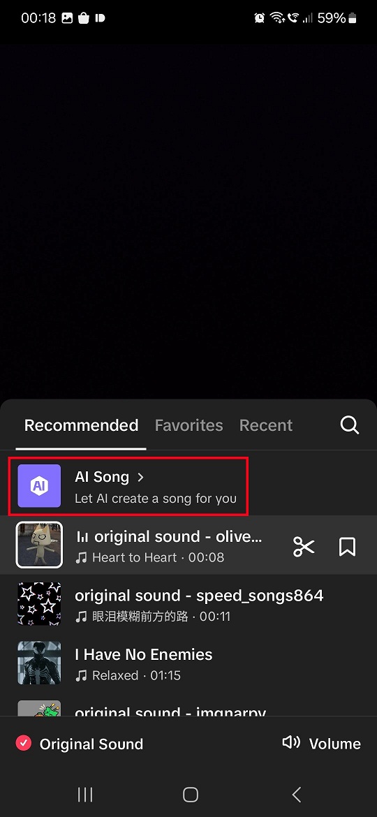 Chọn tính năng tạo bài hát bằng AI (Ảnh: Internet)