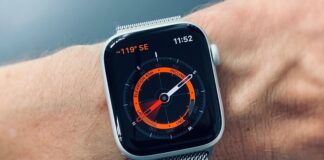 Ứng dụng la bàn của đồng hồ thông minh Apple Watch (Ảnh: Internet)