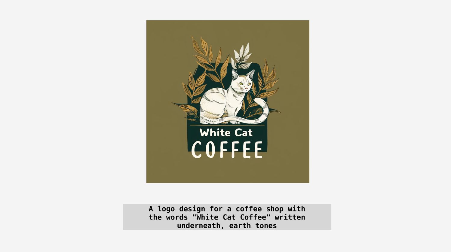 Logo có dòng chữ White Cat Coffee được tạo ra bằng Midjourney (Ảnh: Internet)