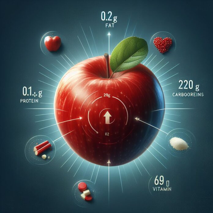 Các chất dinh dưỡng có trong một quả táo đỏ (Nguồn Ảnh: Tác Giả Vẽ)