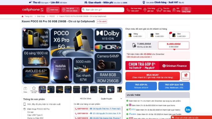 Giá của Poco X6 Pro (Ảnh: Internet)