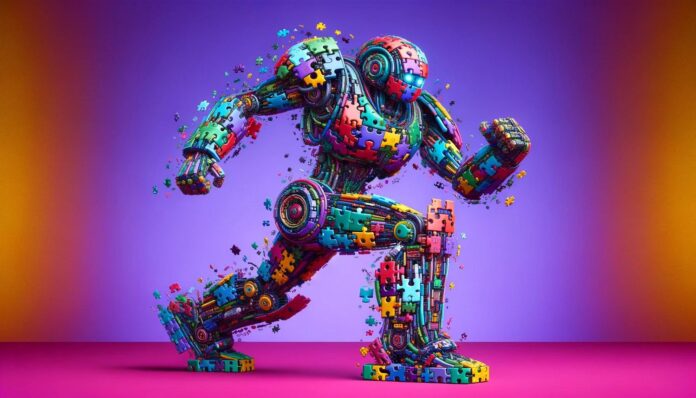 Hình vẽ robot được làm từ các mảnh ghép (Ảnh: Internet)