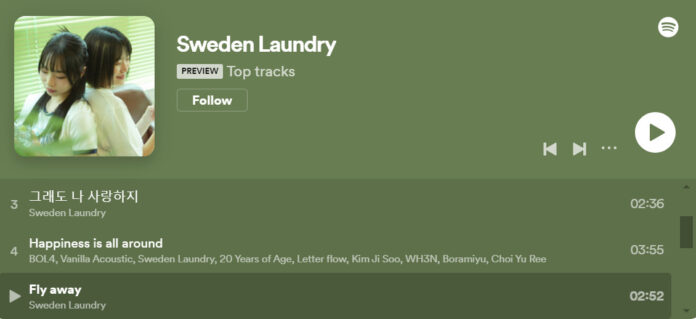 Playlist Spotify của Sweden Laundry. Ảnh: Internet.