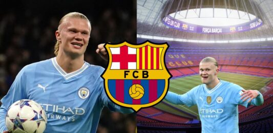 Siêu sao Erling Haaland sẽ rời Manchester City để chuyển đến Barcelona? Haaland sẽ khoác áo Barcelona sau khi rời Man City? (Ảnh: Internet)