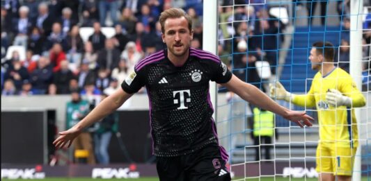 Harry Kane ăn mừng sau khi ghi bàn cho Bayern Munich trong trận gặp Darmstadt (Ảnh: Internet)