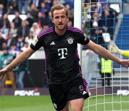 Harry Kane ăn mừng sau khi ghi bàn cho Bayern Munich trong trận gặp Darmstadt (Ảnh: Internet)