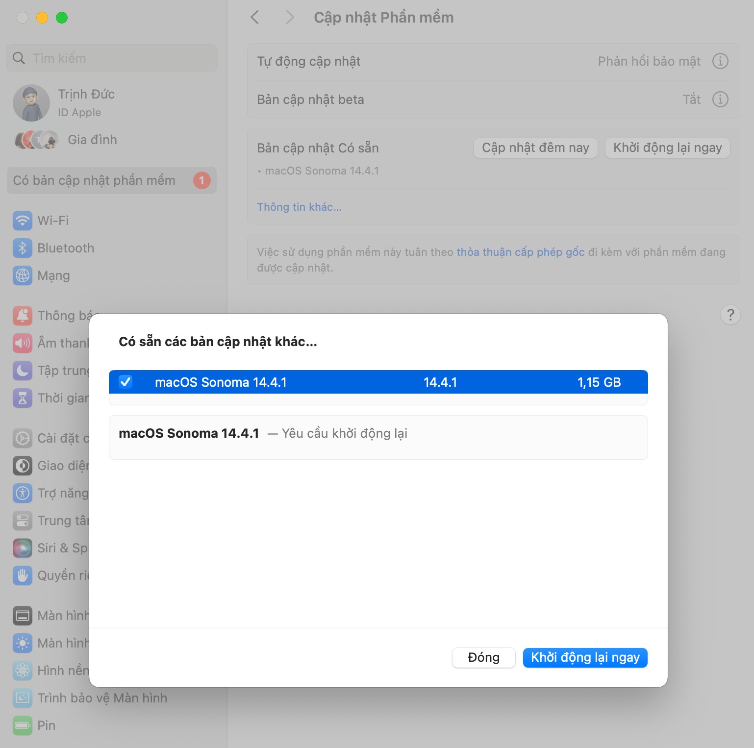 Bản cập nhật macOS Sonoma 14.4.1 đã có sẵn cho người dùng Macbook (Ảnh: Internet)