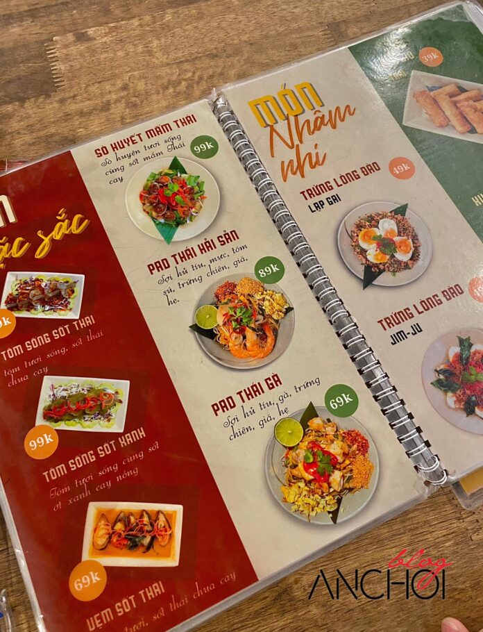 Menu quán Ngõ Thái 2 (nguồn: BlogAnChoi)