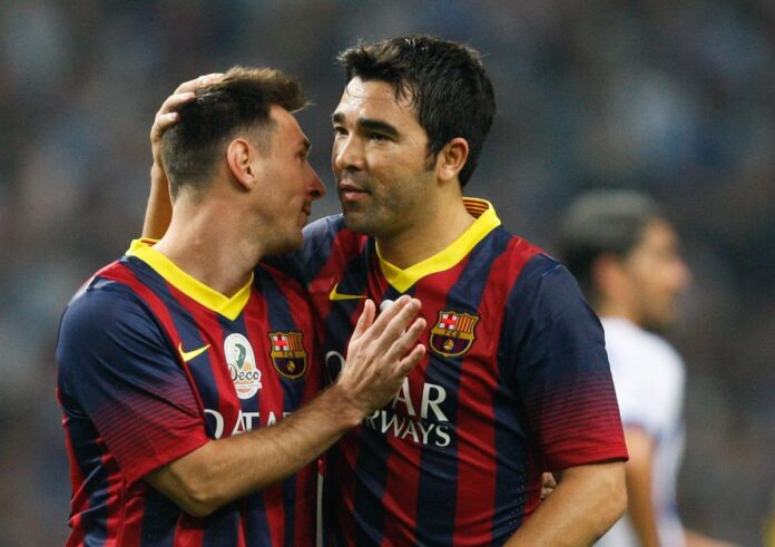 Deco chơi cùng Messi trong màu áo Barcelona (Ảnh: Internet)