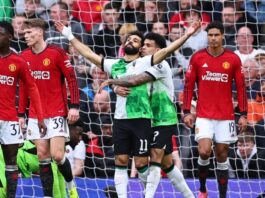 Mohamed Salah ăn mừng bàn thắng vào lưới Manchester United (Ảnh: Internet)