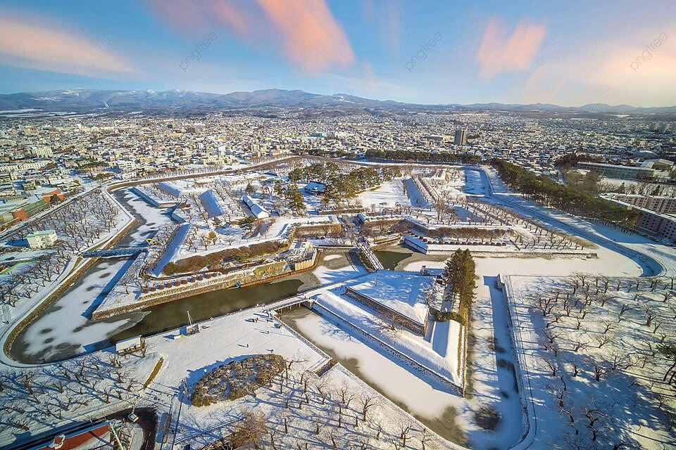Pháo đài ngôi sao Goryokaku vào mùa đông với khung cảnh đầy tuyết (ảnh: Internet)