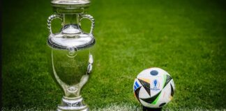 Quả bóng thi đấu chính thức của Euro 2024 cùng với chiếc cúp vô địch (Ảnh: Internet)