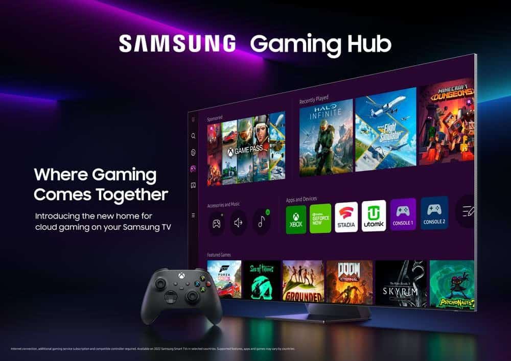 Samsung Gaming Hub có khả năng kết nối với các dịch vụ chơi game trên đám mây như NVIDIA GeForce NOW và Xbox Cloud Gaming (Ảnh: Internet)