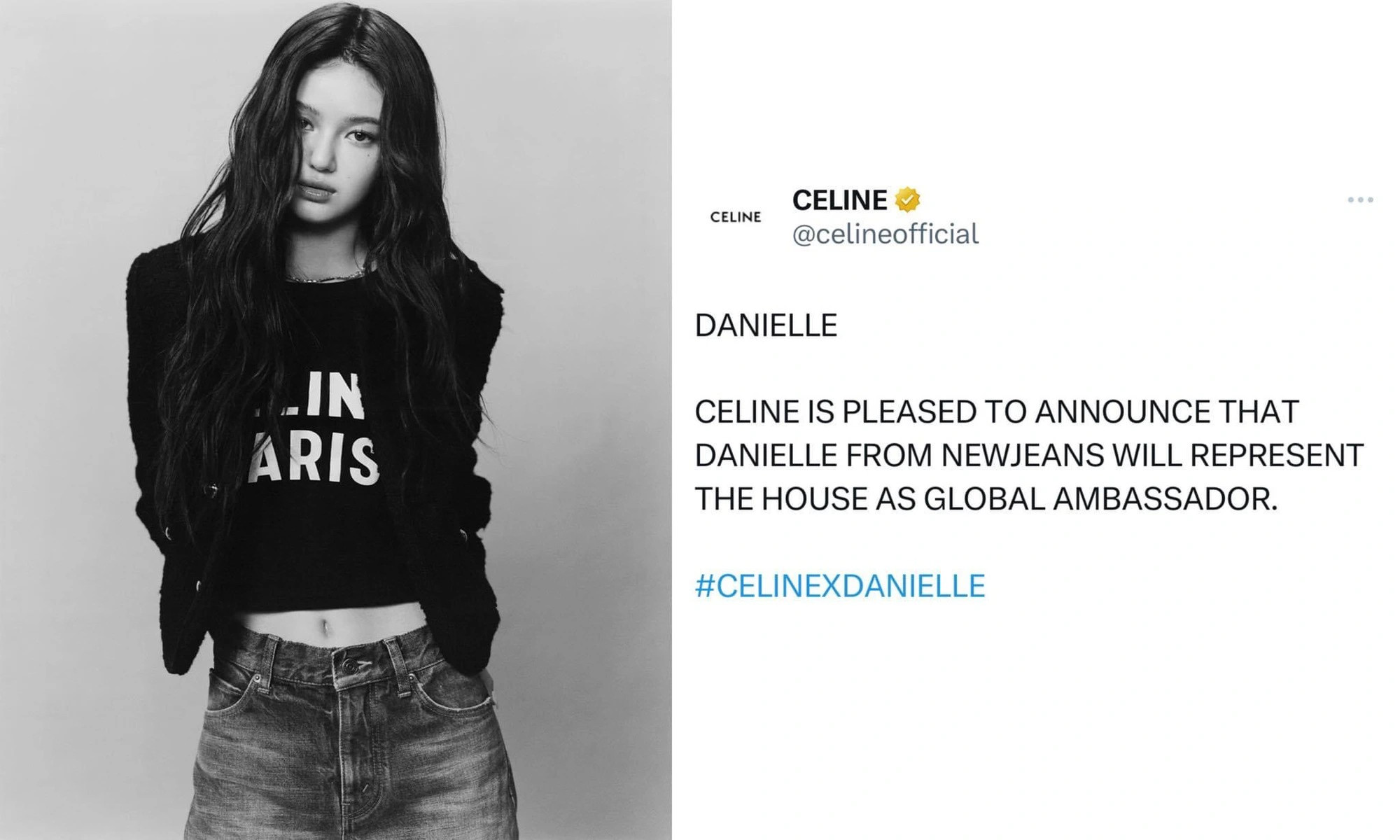 Mới đây, Danielle đã xuất hiện trên các nền tảng mạng xã hội của CELINE. Cô nàng được tuyên là đại sứ toàn cầu, chức vị cao nhất này trước đây chỉ mình Lisa có được.