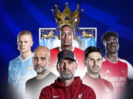 Chủ nhân của chiếc cúp Premier League năm nay vẫn là ẩn số với 10 trận còn lại của Manchester City, Liverpool và Arsenal (Ảnh: Internet)