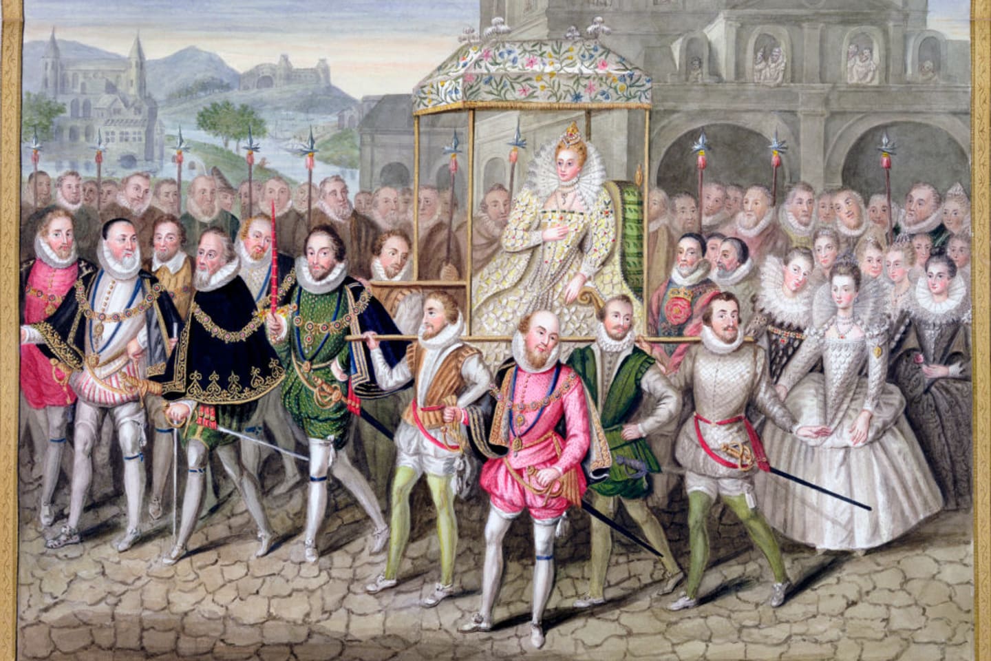 Nữ hoàng Elizabeth I trong đám rước cùng các cận thần