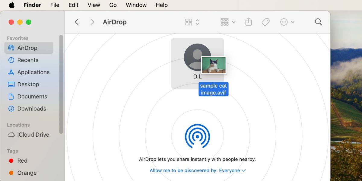Cửa sổ AirDrop trong Finder của máy Mac (Ảnh: Internet)