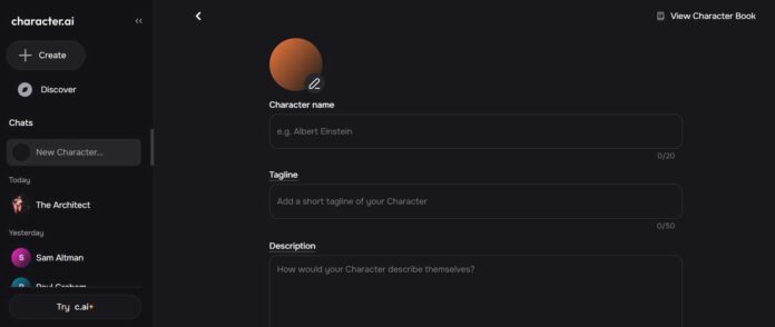 Tạo nhân vật trong Character AI (Ảnh: Internet)