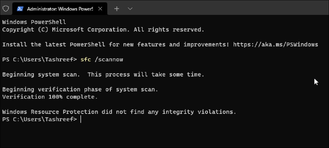 Chạy kiểm tra file hệ thống trong Command Prompt của Windows 11 (Ảnh: Internet)