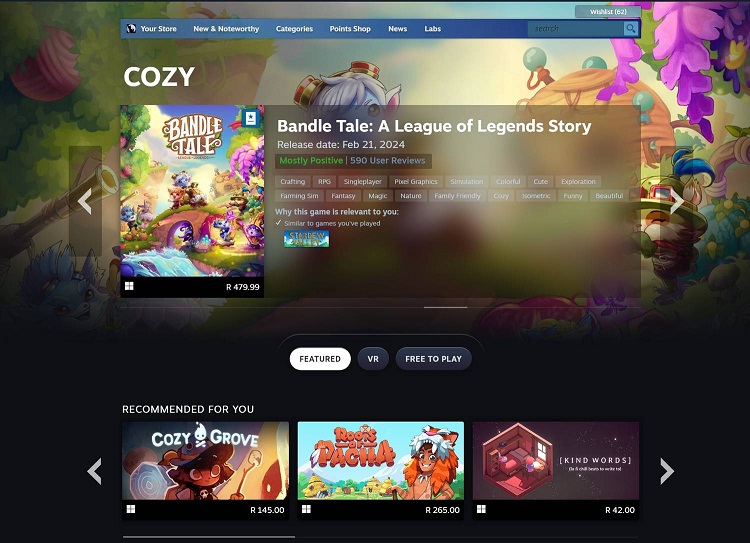 Các game được xếp vào loại cozy trên Steam (Ảnh: Internet)