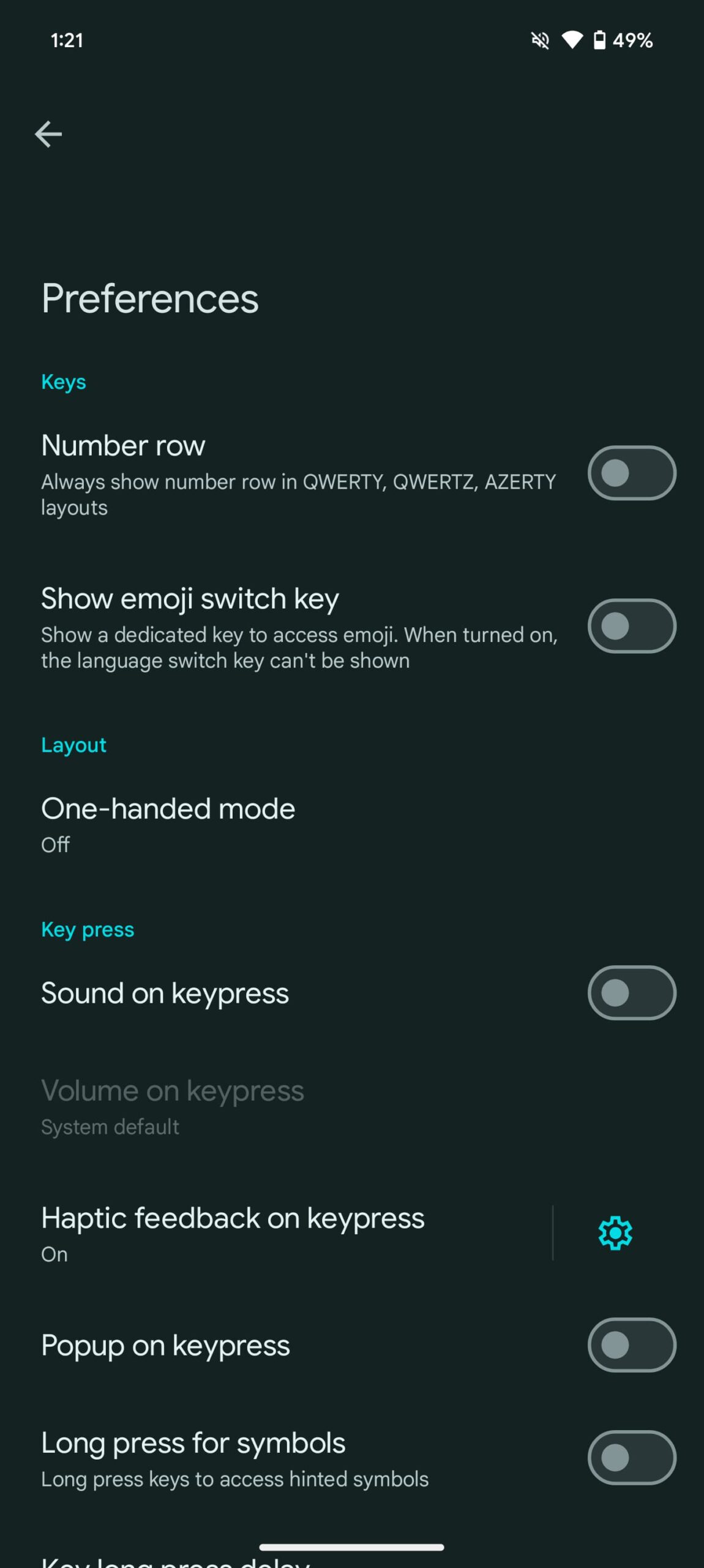Android 14 QPR3 Beta 2.1 không còn tùy chọn rung khi gõ phím (Ảnh: Internet)